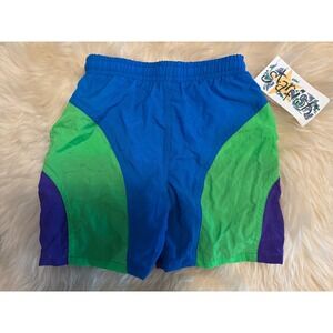 Vintage 90s Colorblock Swim Trunks 2T NWT Deadstock Retro Summer Kids Beach